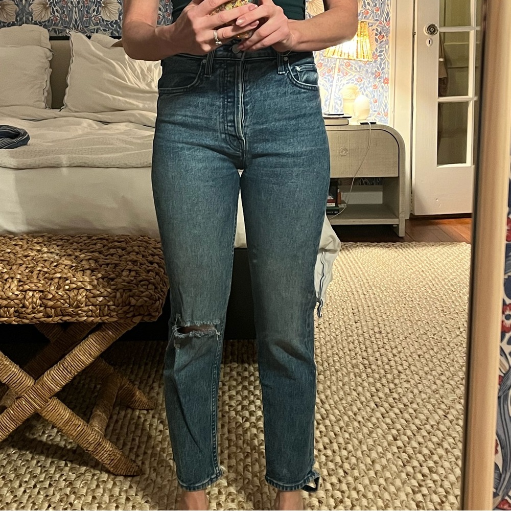 MOTHER Straight Cropped Stretch Jeans Size 24
